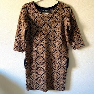 ZARA BLACK & GOLD METALLIC KNIT DRESS